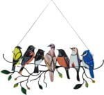 Multicolor Birds On-A-Wire, Metal Bird Series Art Ornaments Pendant Hanging for Windows or Doors Home Decoration, Gifts for Bird Lovers(7 Birds) - Image 2