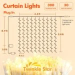 Twinkle Star 300 LED Curtain String Lights, 8 Modes Fairy Ha... - Image 3