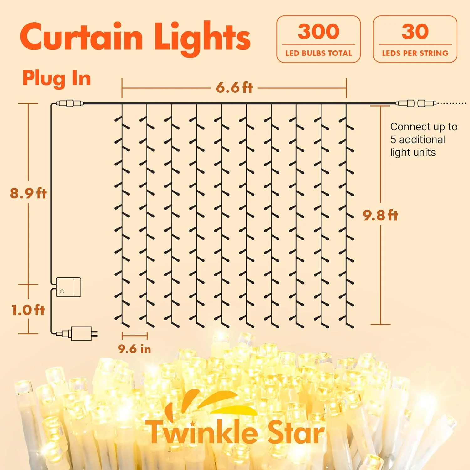 Twinkle Star 300 LED Curtain String Lights, 8 Modes Fairy Ha... - Image 3