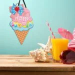 2 Pieces Ice Cream Sandbeach Hanging Sign Happy Summer Wood ... - Image 6