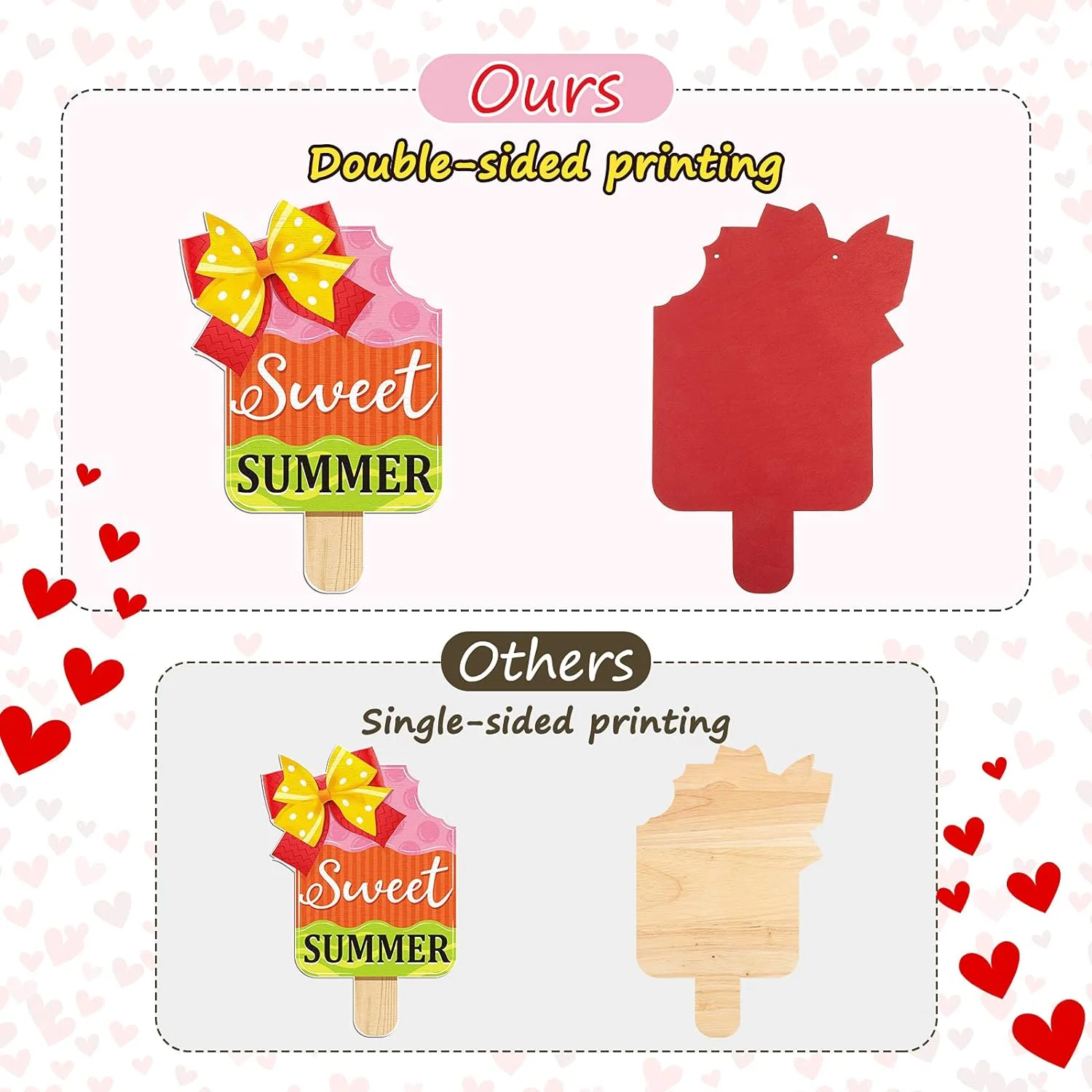 2 Pieces Ice Cream Sandbeach Hanging Sign Happy Summer Wood ... - Image 4