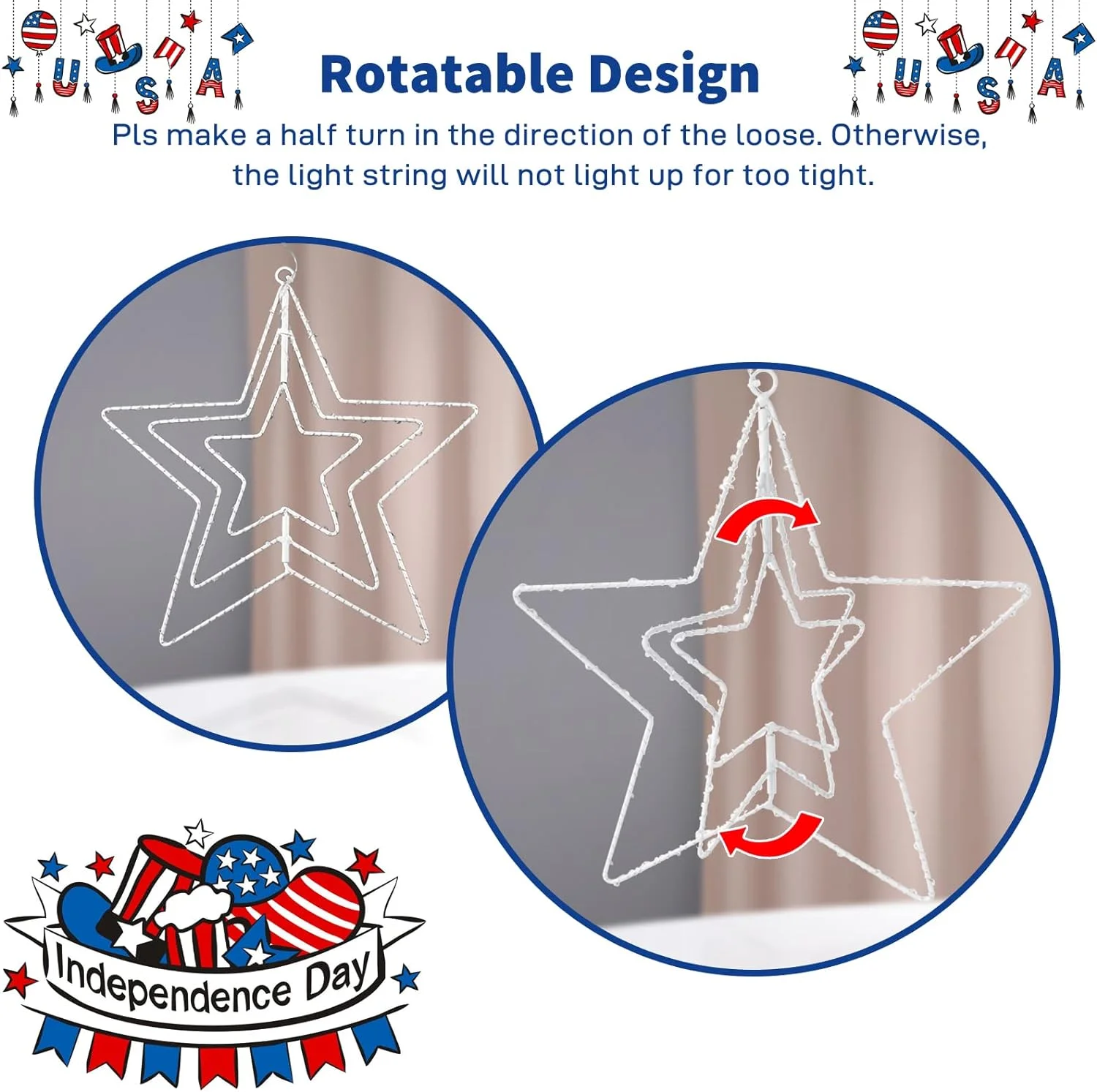 4th of July Decorations, 2Pack 14.2 Inch Red White and Blue ... - Image 7