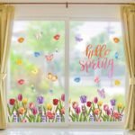 Whaline 6 Sheets Hello Spring Window Clings Colorful Tulip F... - Image 5