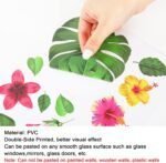 Whaline 9 Sheets Palm Leaves Window Clings Tropical Hibiscus... - Image 7