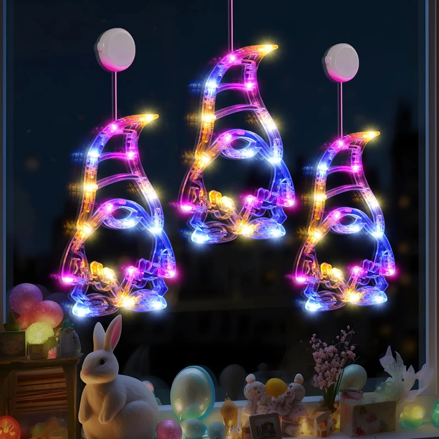 LOLStar Easter Window Lights, 3 Pack Easter Gnomes Decoratio... - Image 9