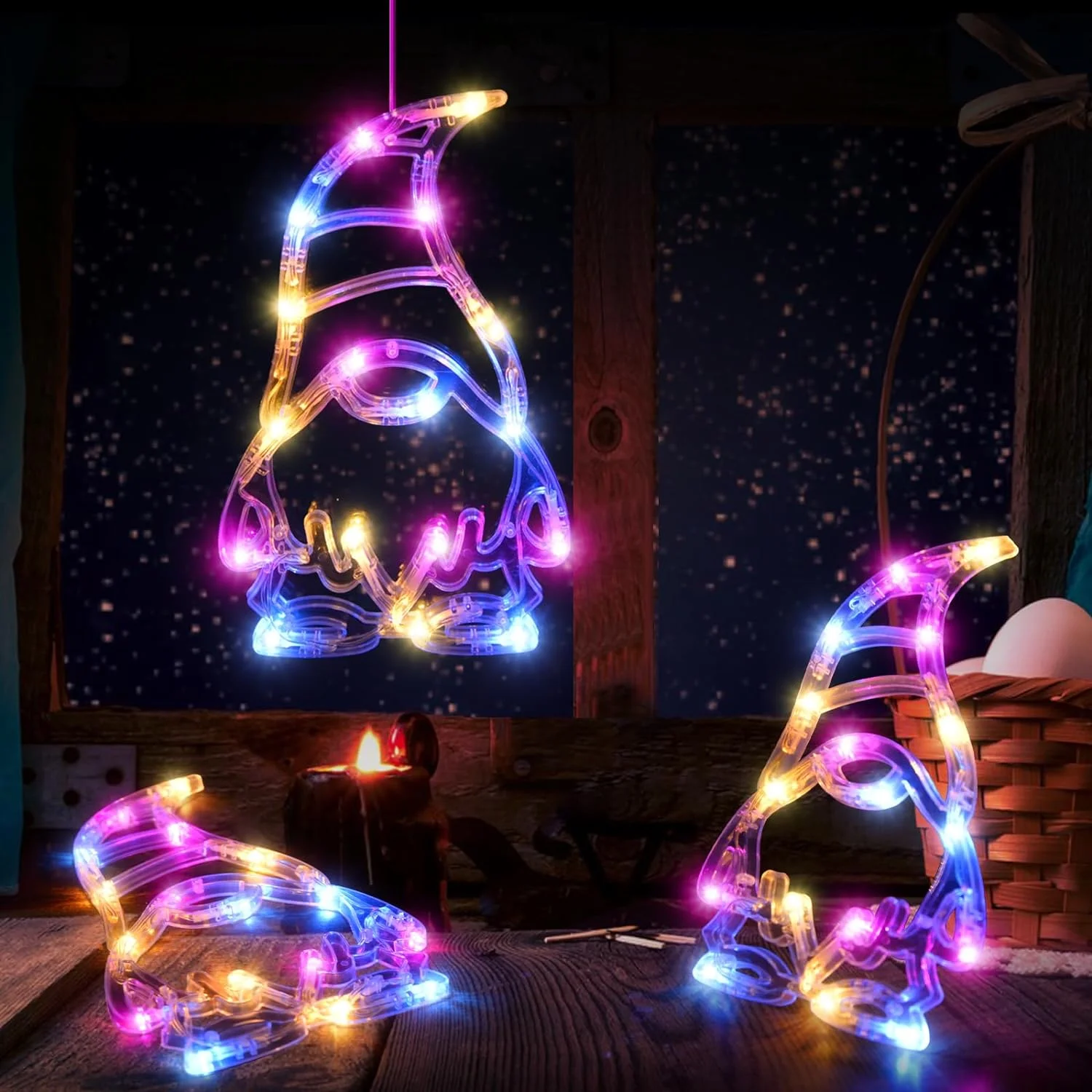LOLStar Easter Window Lights, 3 Pack Easter Gnomes Decoratio... - Image 8