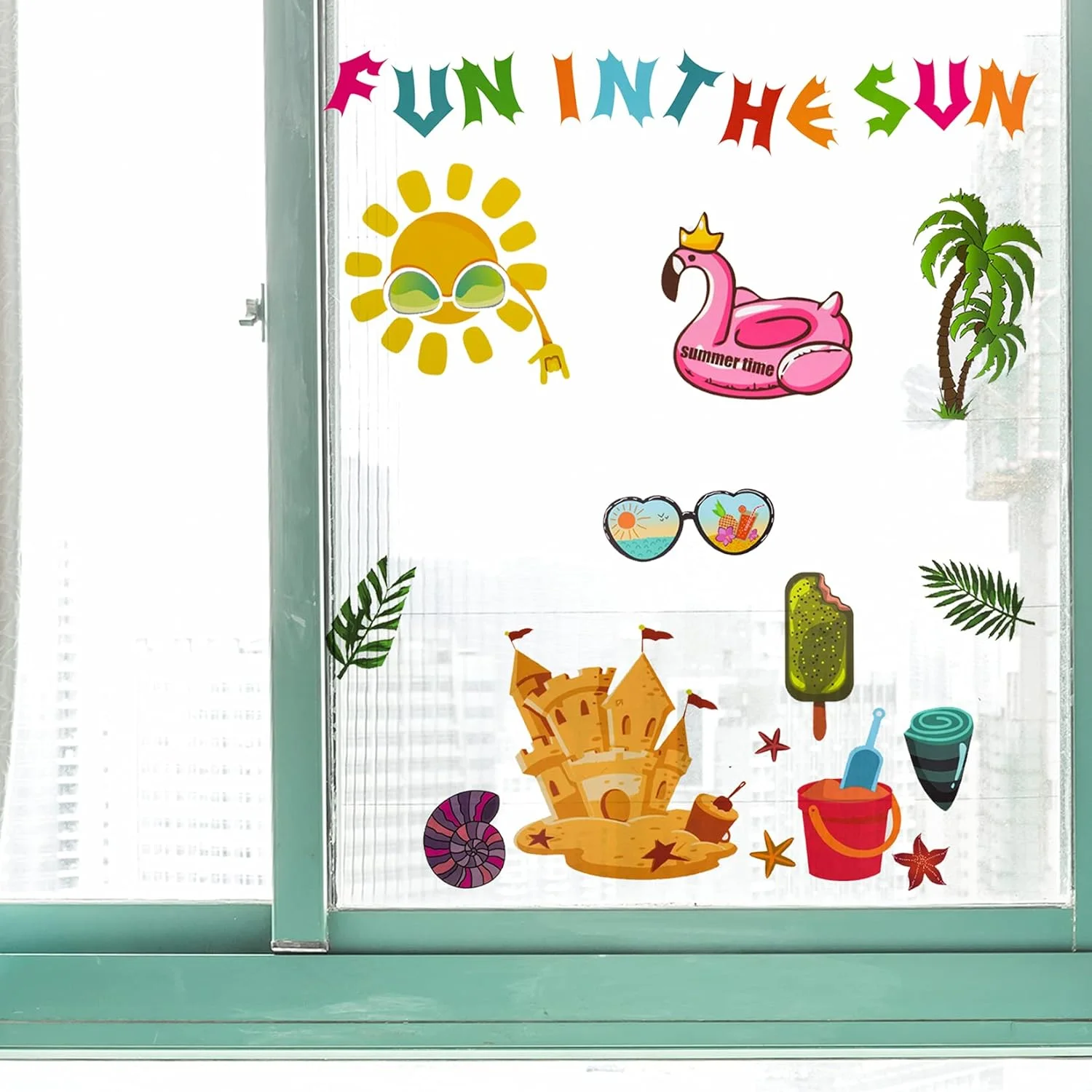 118 Pieces Summer Window Clings Stickers Hawaiian Window Dec... - Image 6