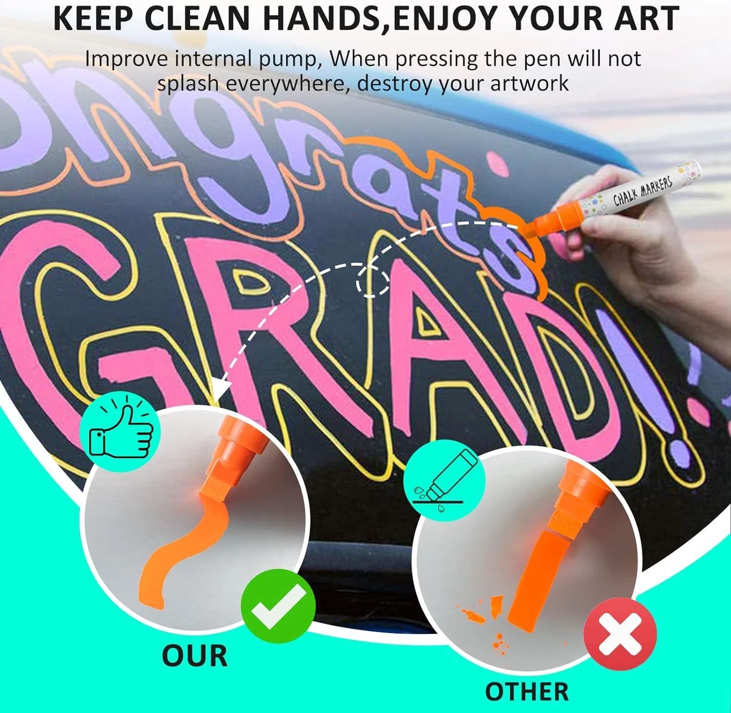 12 Pack Window Marker for Car,Washable Paint Chalk Markers w... - Image 5