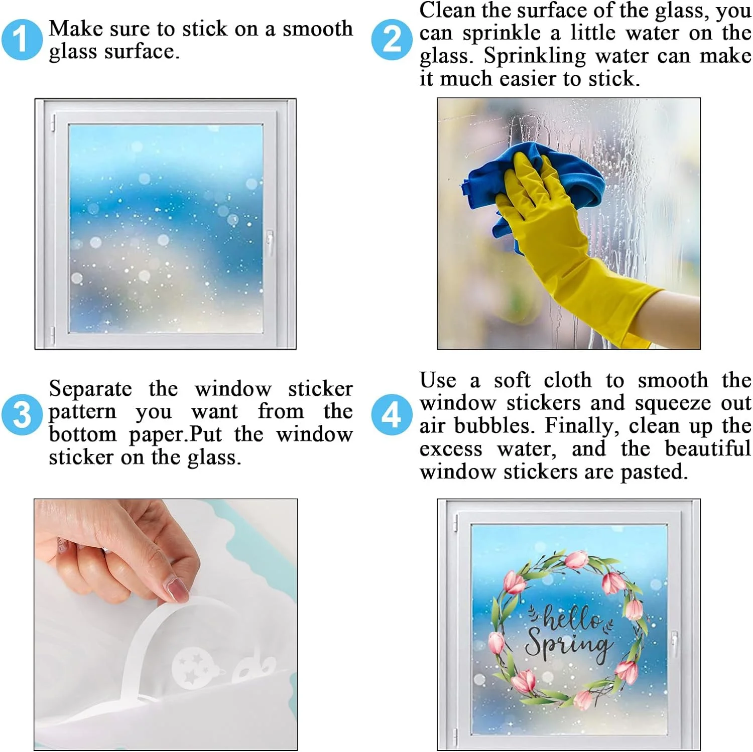 Whaline 75Pcs Spring Summer Tulip Window Clings Tulip Flower... - Image 7