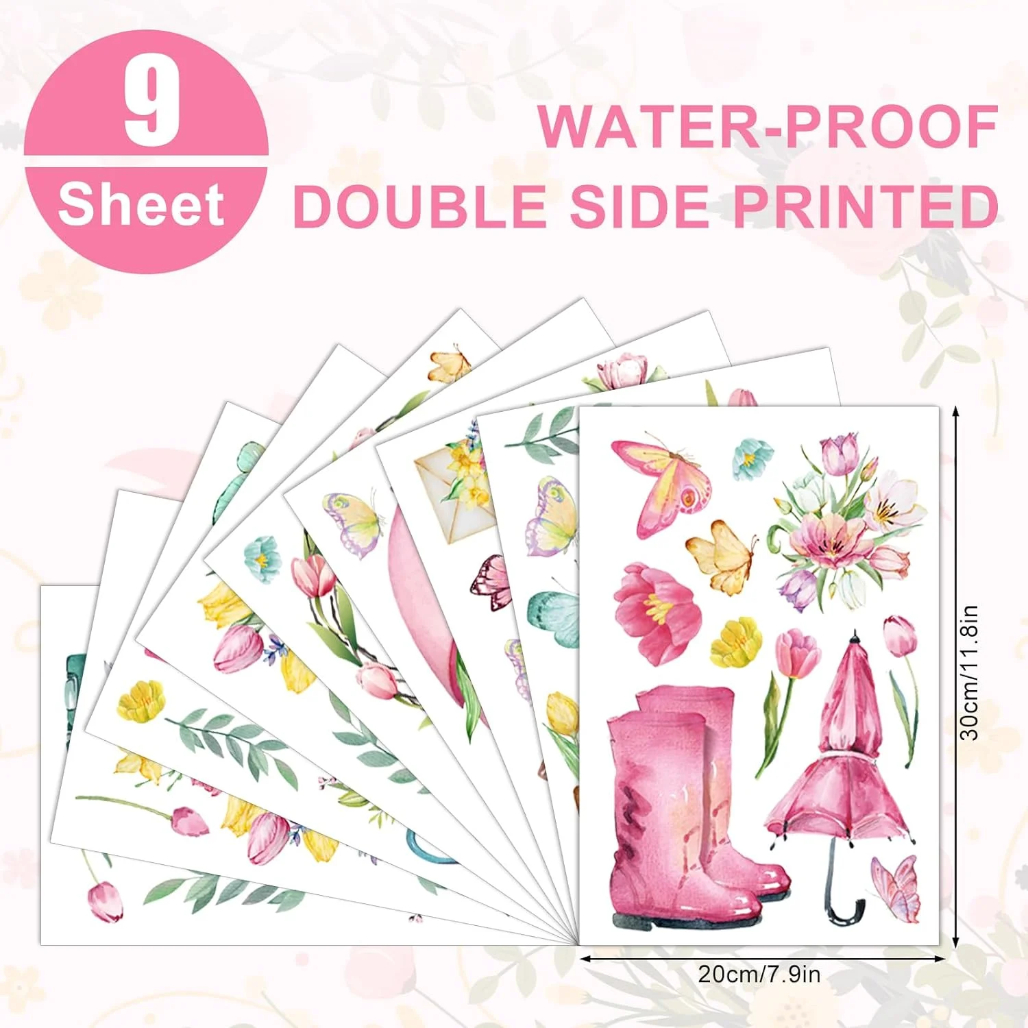 Whaline 75Pcs Spring Summer Tulip Window Clings Tulip Flower... - Image 6