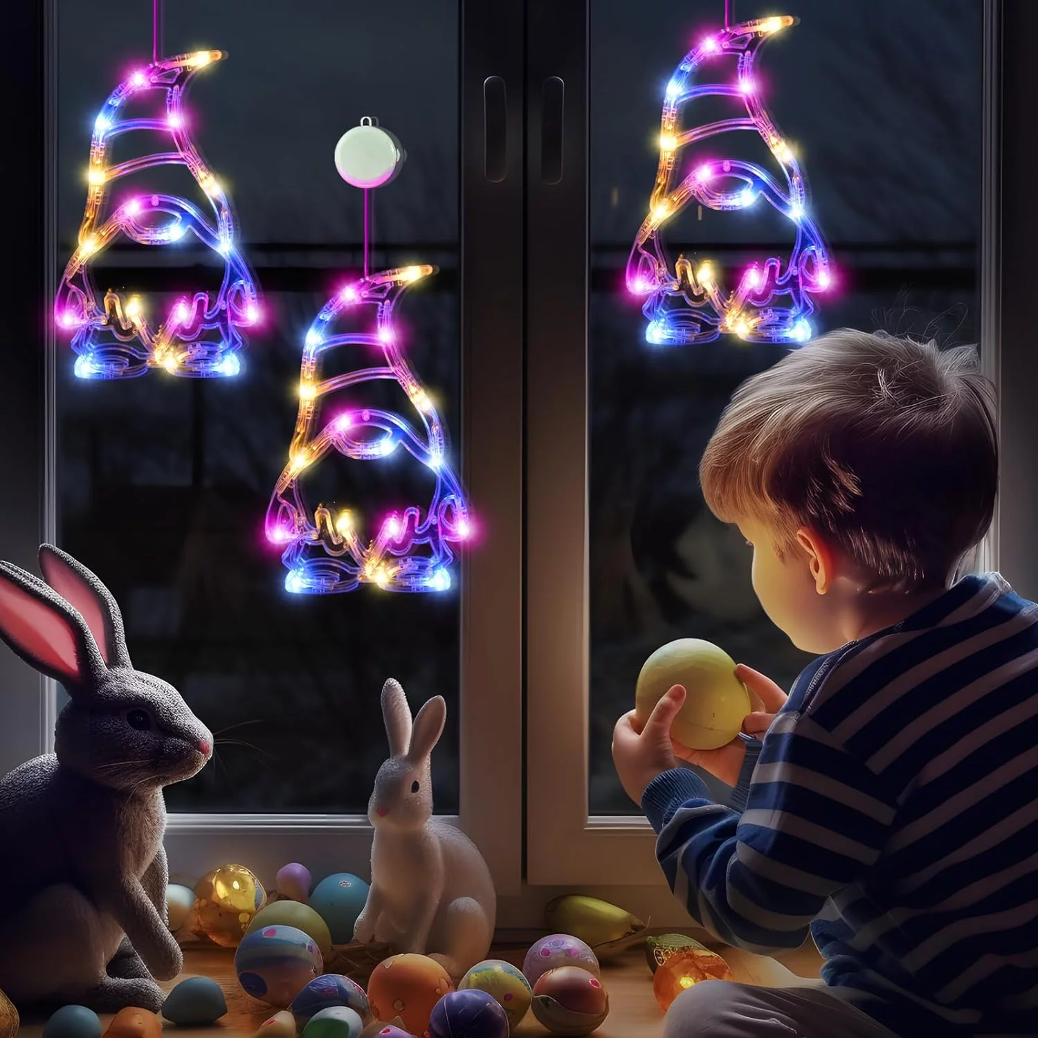 LOLStar Easter Window Lights, 3 Pack Easter Gnomes Decoratio... - Image 4