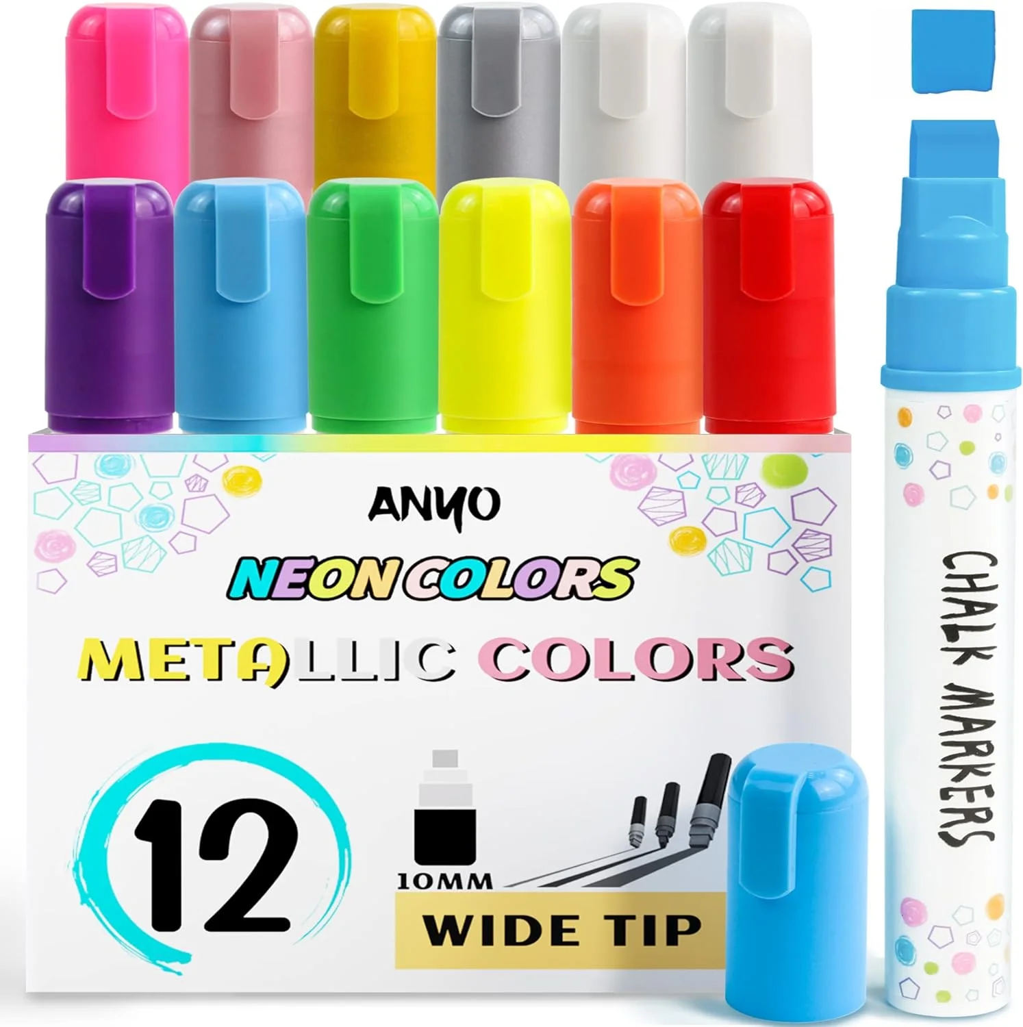 12 Pack Window Marker for Car,Washable Paint Chalk Markers w... - Image 2