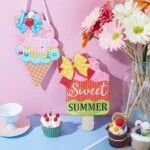 2 Pieces Ice Cream Sandbeach Hanging Sign Happy Summer Wood ... - Image 5