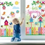 ZOiiWA Hello Spring Window Clings Spring Flowers Window Stic... - Image 5