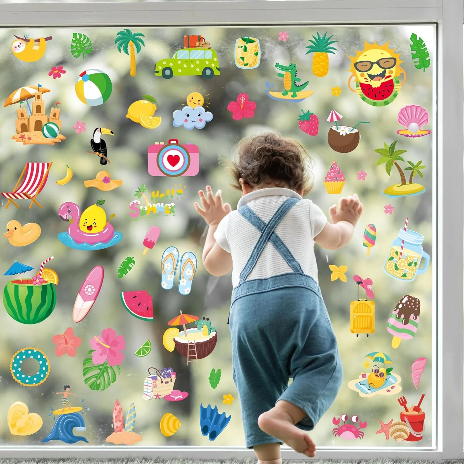 Large Summer Window Clings - 4 Sheets 63 Pcs Summer Theme Po... - Image 4
