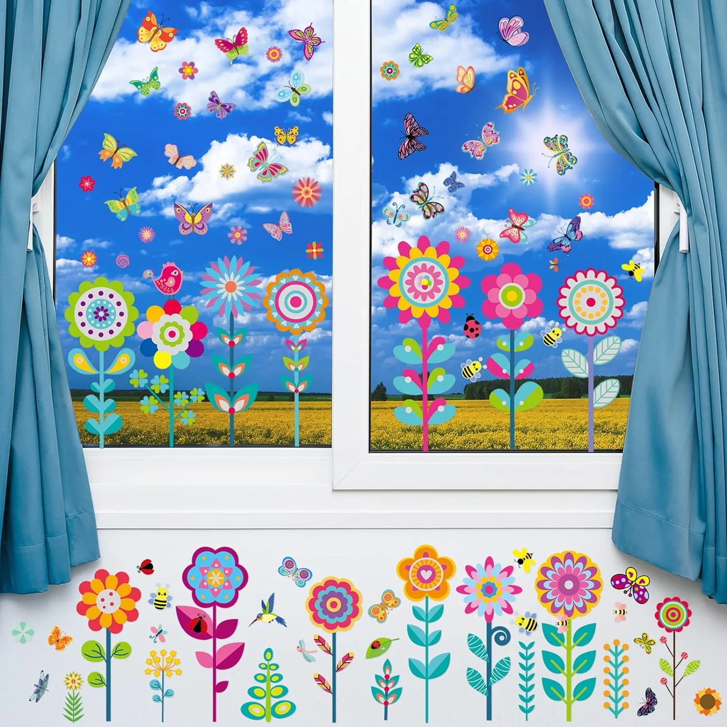 99 Pcs Spring Window Clings Butterfly Flower Window Stickers... - Image 2