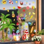 Whaline 6 Sheet Summer Window Clings Cartoon Beach Hawaii Co... - Image 5