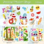 Whaline 6 Sheet Summer Window Clings Cartoon Beach Hawaii Co... - Image 6