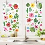 Whaline 9 Sheets Palm Leaves Window Clings Tropical Hibiscus... - Image 5
