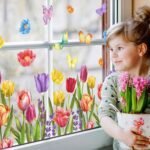 Whaline 6 Sheets Hello Spring Window Clings Colorful Tulip F... - Image 3