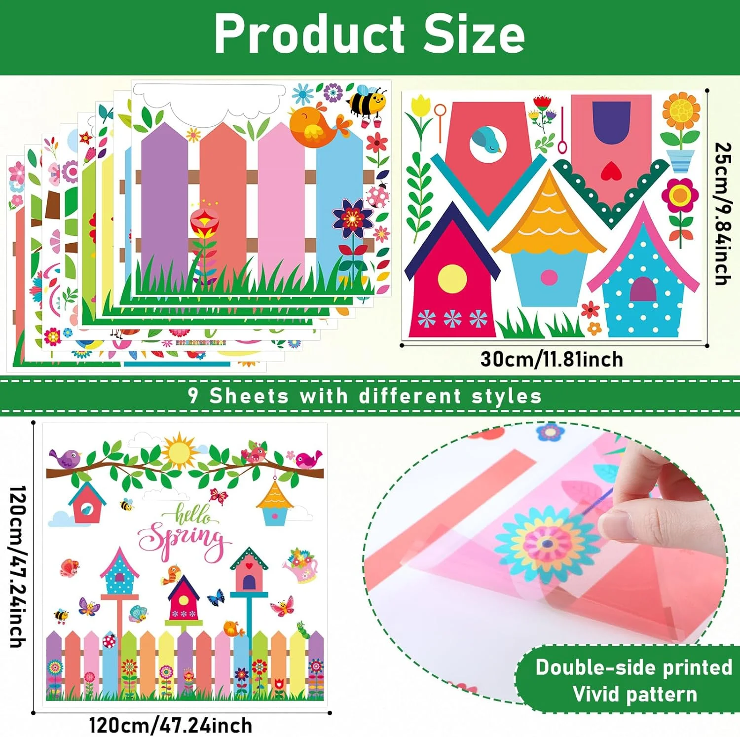 ZOiiWA Hello Spring Window Clings Spring Flowers Window Stic... - Image 3