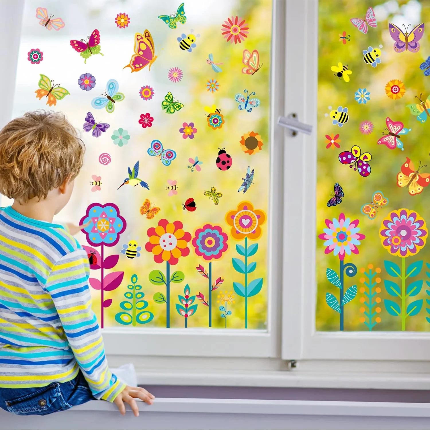 99 Pcs Spring Window Clings Butterfly Flower Window Stickers... - Image 6