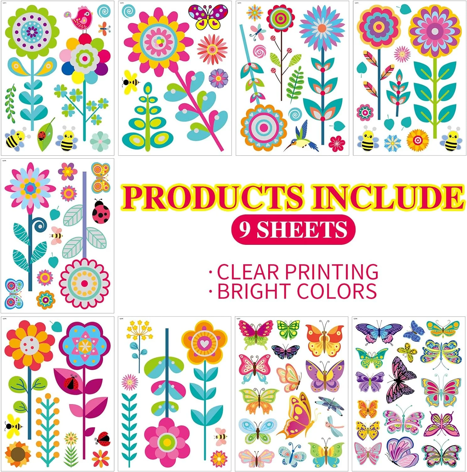 99 Pcs Spring Window Clings Butterfly Flower Window Stickers... - Image 7