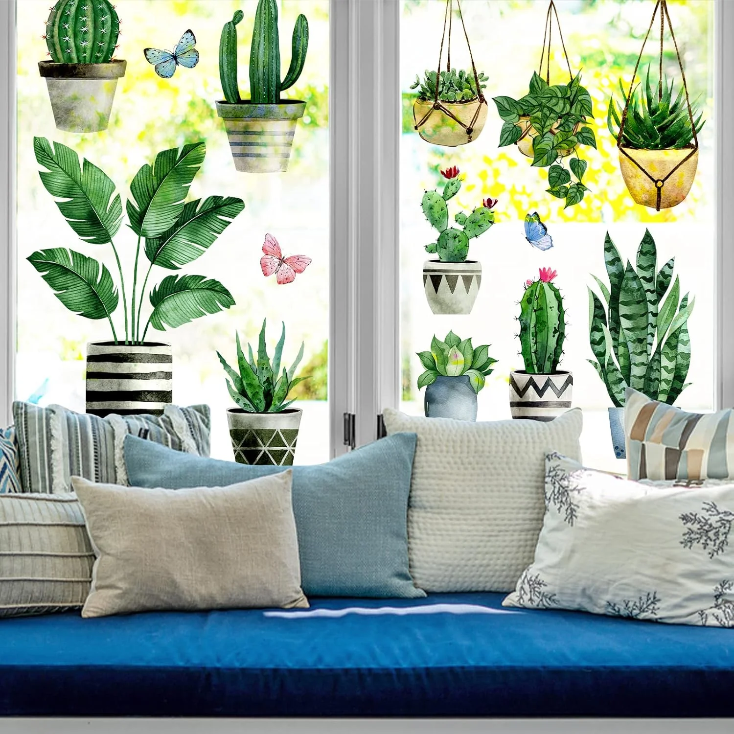 Mfault Spring Summer Potted Plant Window Clings 9 Sheets, Ca... - Image 5