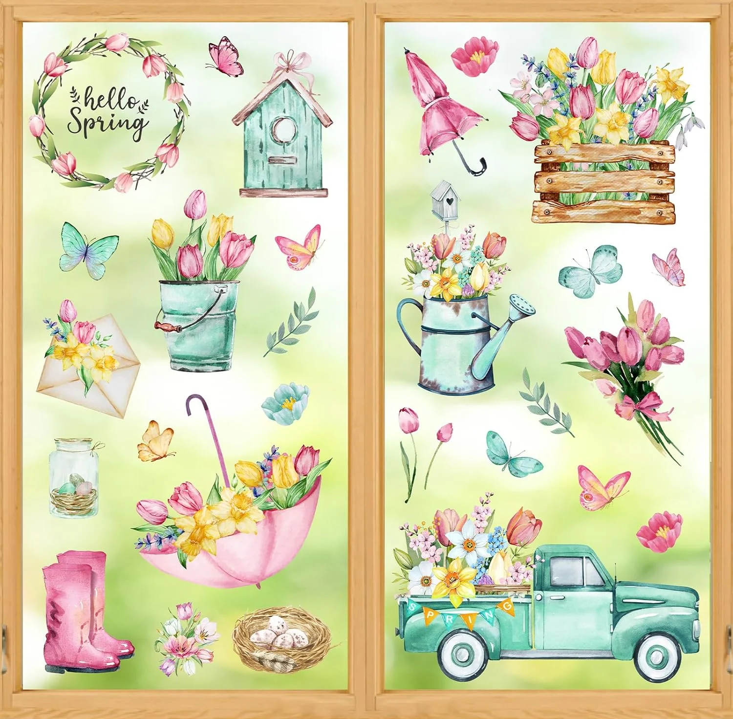 Whaline 75Pcs Spring Summer Tulip Window Clings Tulip Flower... - Image 2