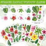 Whaline 9 Sheets Palm Leaves Window Clings Tropical Hibiscus... - Image 6