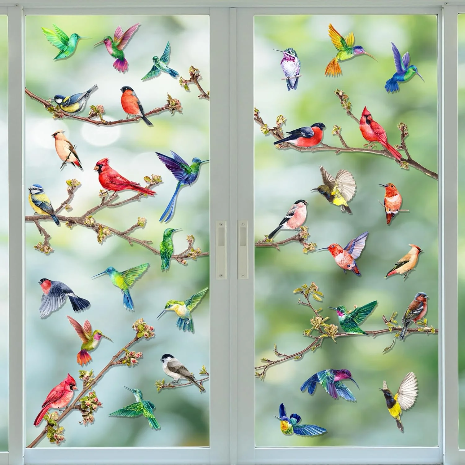Spring Summer Bird Window Clings - 9 Sheet Hummingbirds Bran... - Image 4