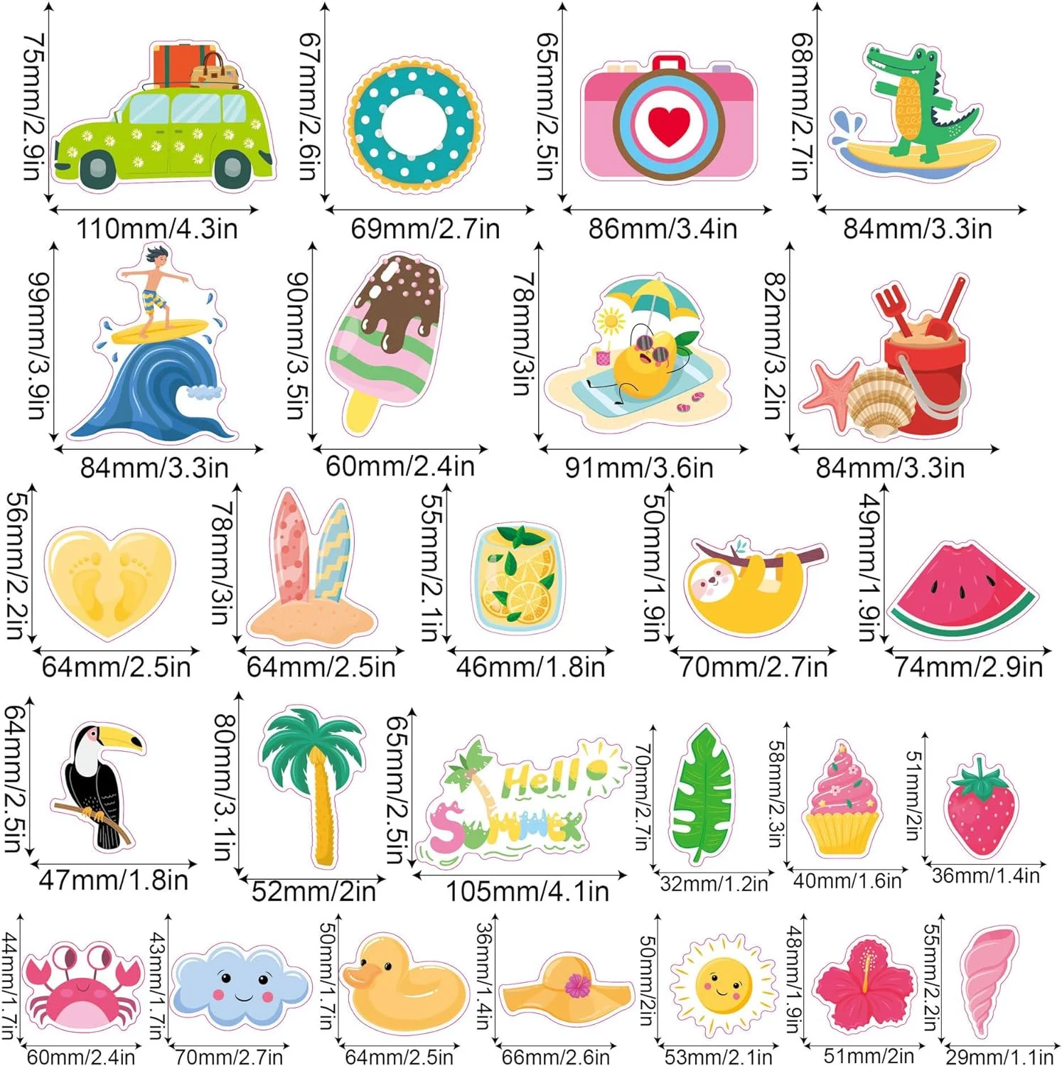Large Summer Window Clings - 4 Sheets 63 Pcs Summer Theme Po... - Image 8