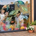 Whaline 6 Sheet Summer Window Clings Watercolor Sea Turtle W... - Image 5