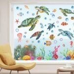 Whaline 6 Sheet Summer Window Clings Watercolor Sea Turtle W... - Image 7