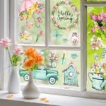 Whaline 75Pcs Spring Summer Tulip Window Clings Tulip Flower... - Image 5