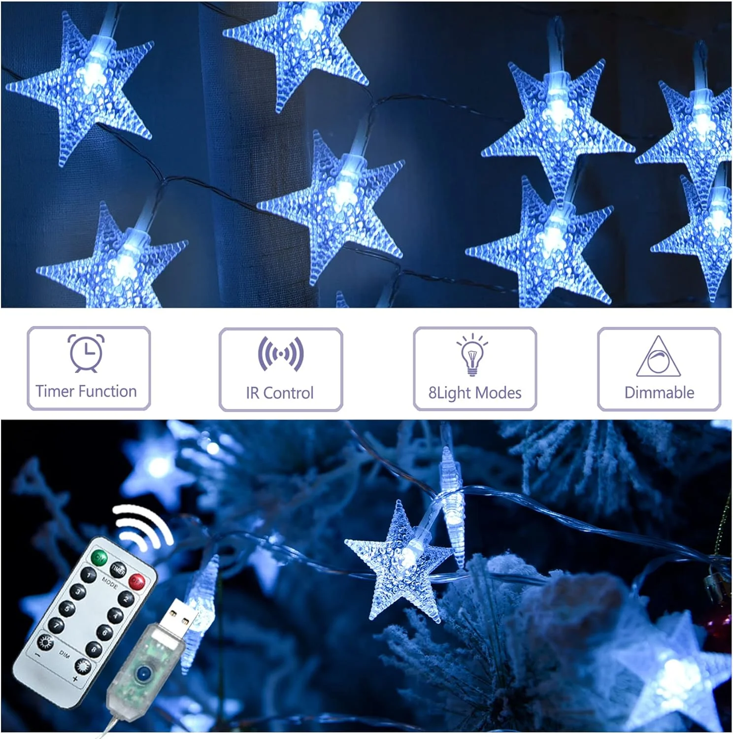 WEISITE Star Lights, 20FT 40Led Christmas Star String Lights... - Image 2