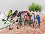 Multicolor Birds On-A-Wire, Metal Bird Series Art Ornaments Pendant Hanging for Windows or Doors Home Decoration, Gifts for Bird Lovers(7 Birds) - Image 4