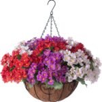 Artificial Flower in Hanging Basket Outdoor Indoor Decoratio... - Image 2