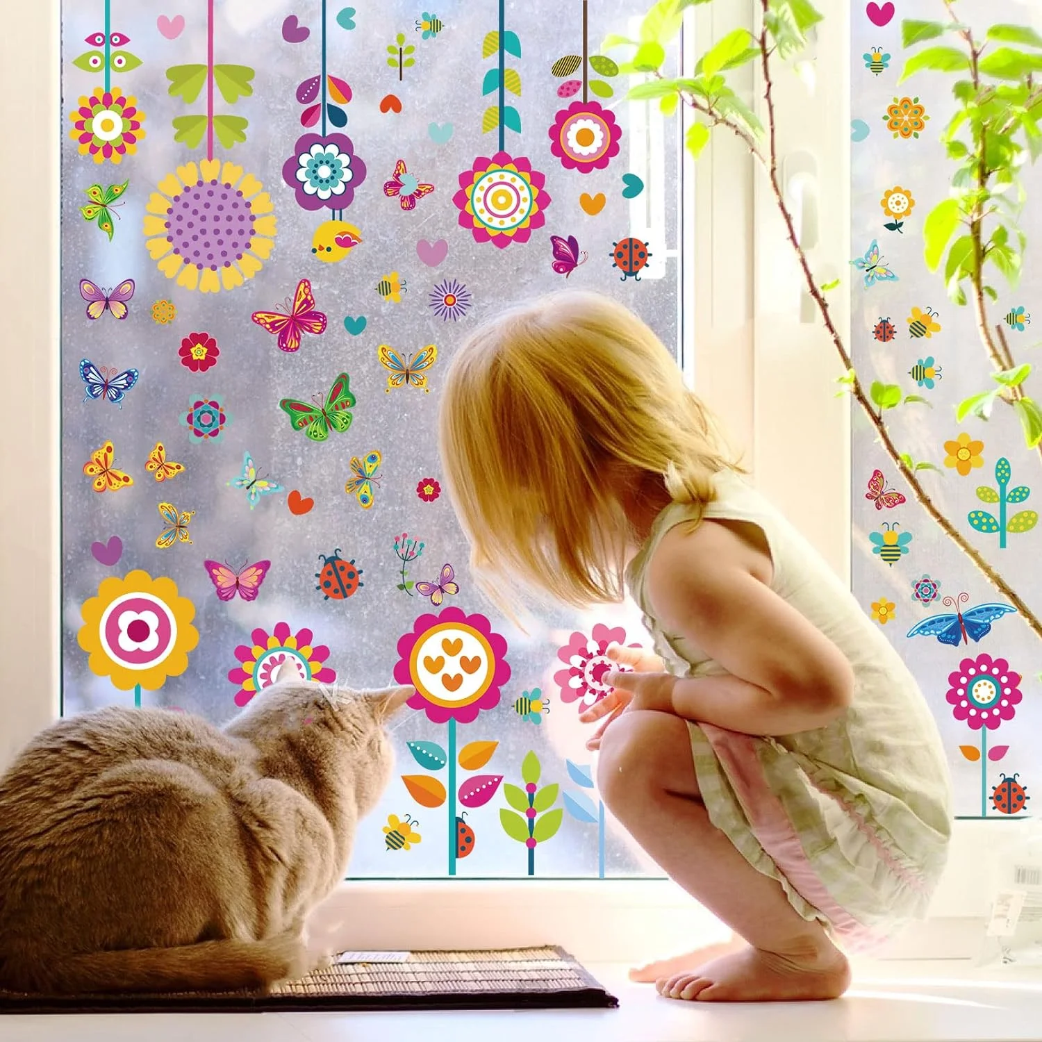 109 PCS Spring Summer Window Stickers, 9 Sheets Summer Windo... - Image 8
