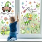 Whaline 106Pcs Spring Window Clings Watercolor Spring Gnome ... - Image 7