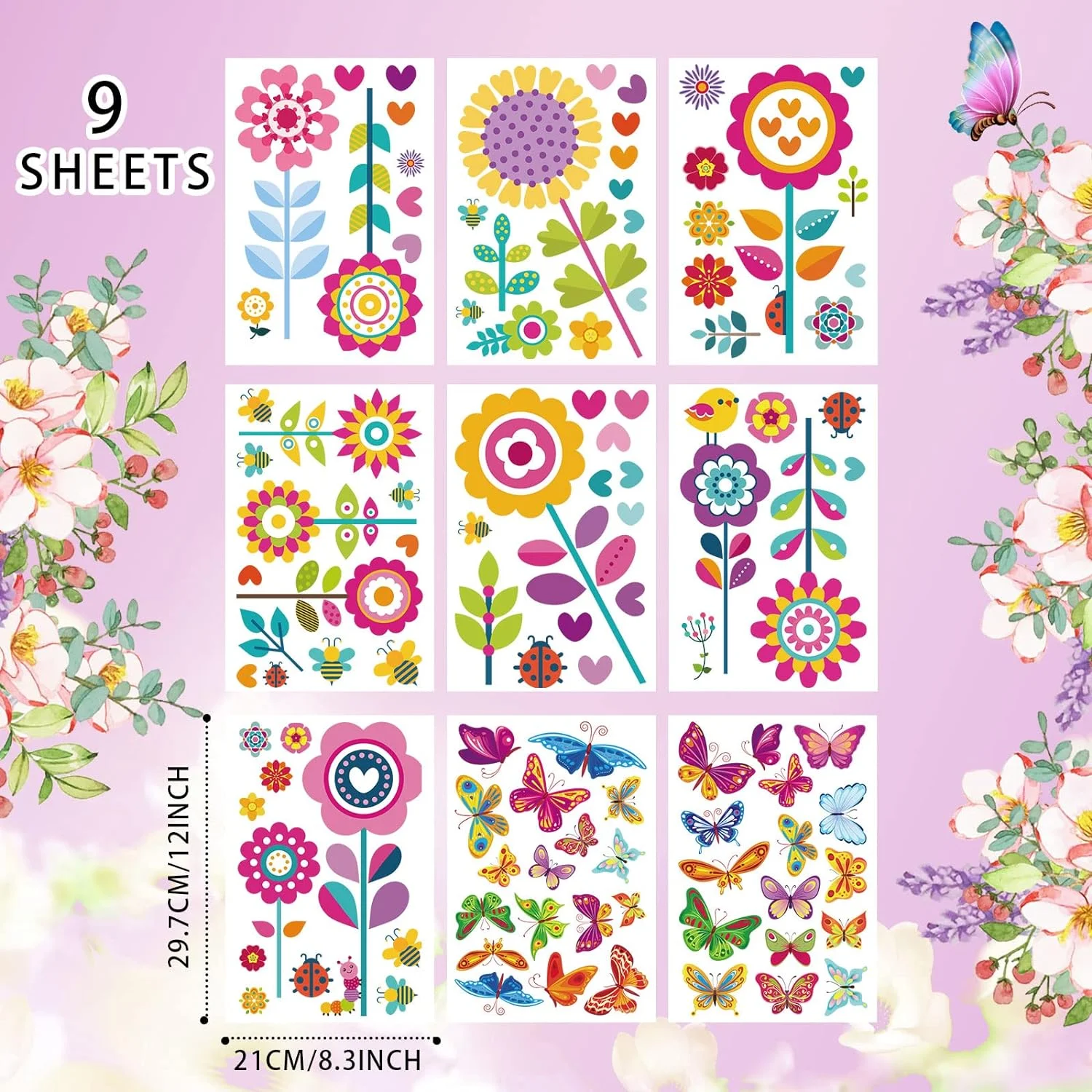 109 PCS Spring Summer Window Stickers, 9 Sheets Summer Windo... - Image 3