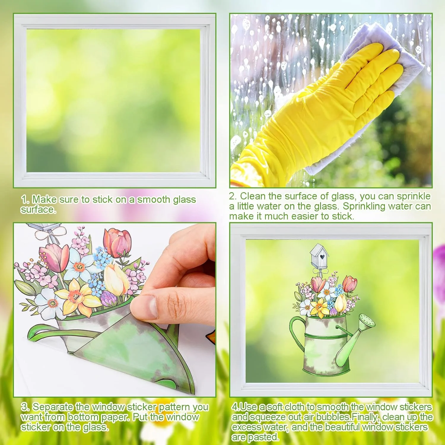 Whaline 106Pcs Spring Window Clings Watercolor Spring Gnome ... - Image 8
