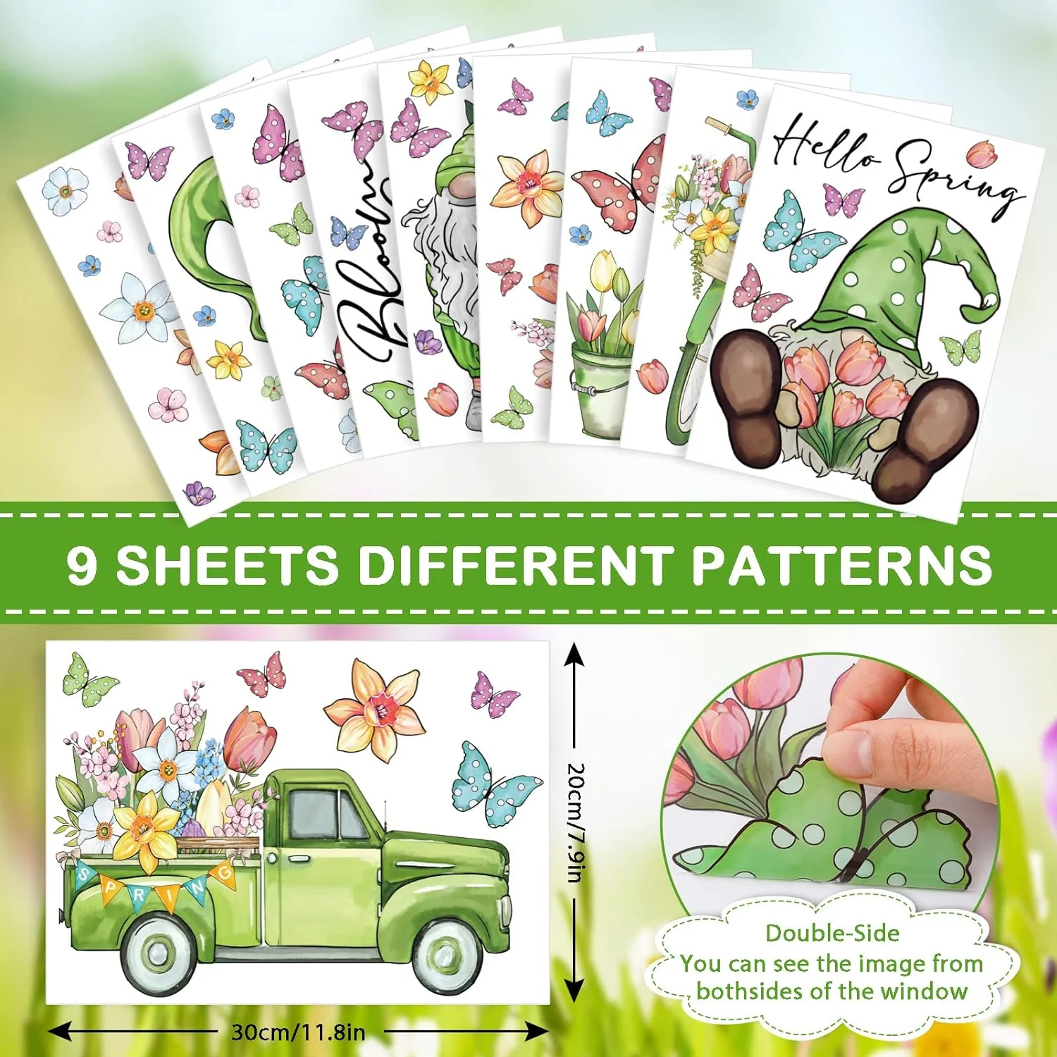 Whaline 106Pcs Spring Window Clings Watercolor Spring Gnome ... - Image 4