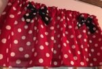 Red Polka Dot Black Bows Cotton Window Curtain Valance Handm... - Image 6