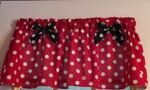 Red Polka Dot Black Bows Cotton Window Curtain Valance Handm... - Image 5