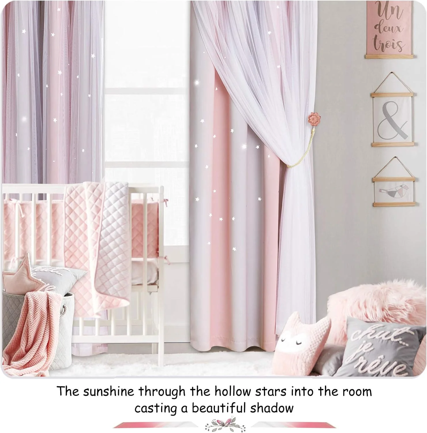 NICETOWN 2 Panels Stars Blackout Curtains for Bedroom Girls ... - Image 3