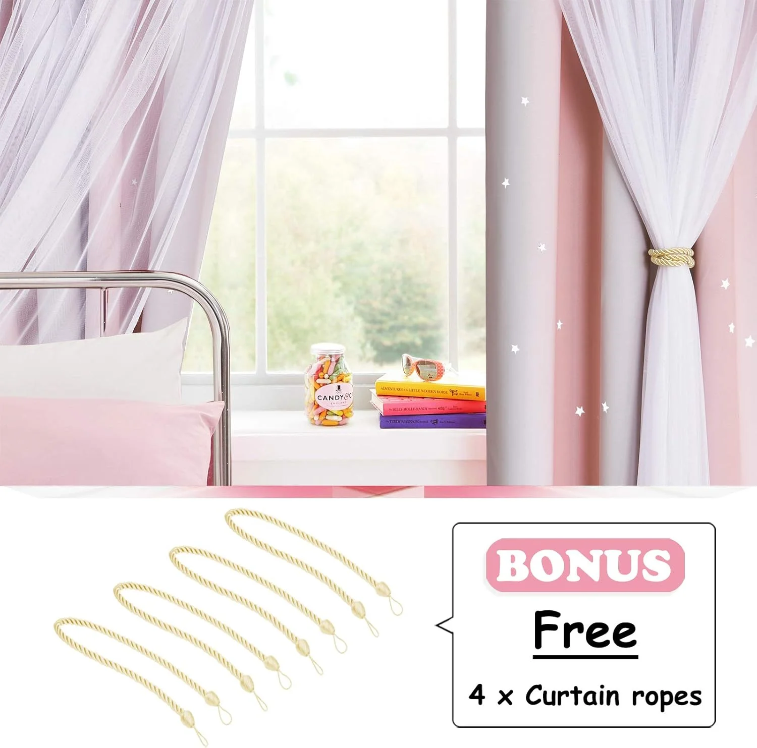 NICETOWN 2 Panels Stars Blackout Curtains for Bedroom Girls ... - Image 4