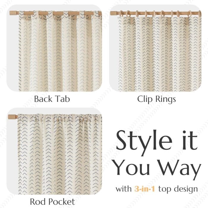 1729706019 jinchan Printed Linen Curtains 96 Inches Long 2 Panels Boho