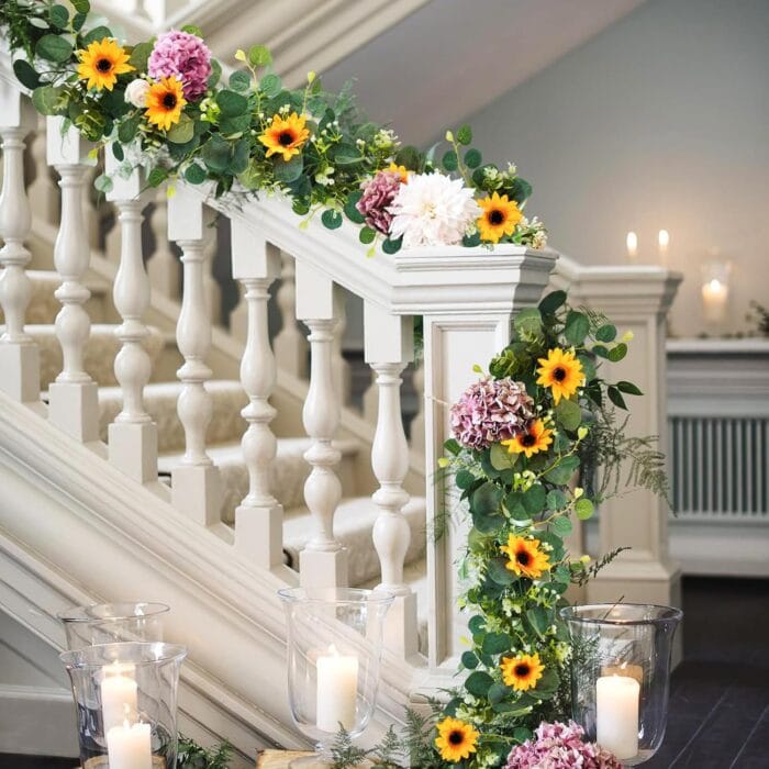 1729792835 Uieke 2 Pack Artificial Sunflower Garland 6ftStrand Silk S