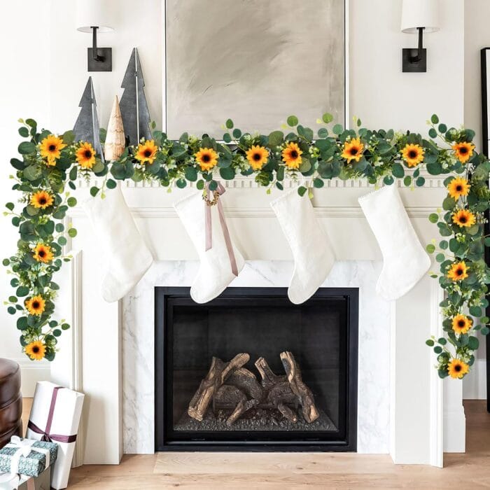 1729792838 Uieke 2 Pack Artificial Sunflower Garland 6ftStrand Silk S